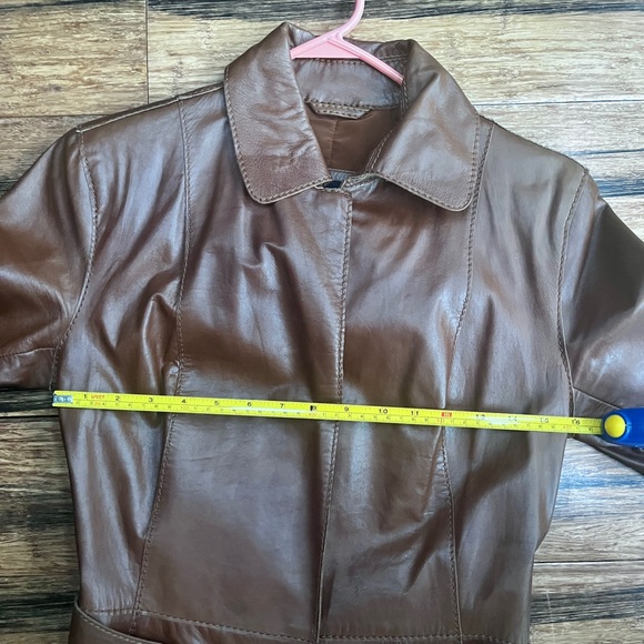 Wilsons genuine Leather Rich Brown Trench Coat - Picture 8 of 10